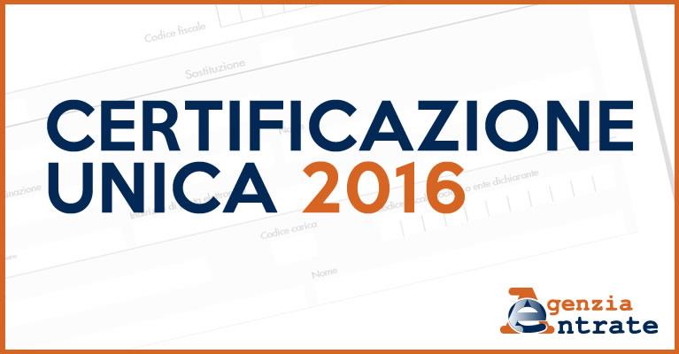 Certificazione Unica 2016