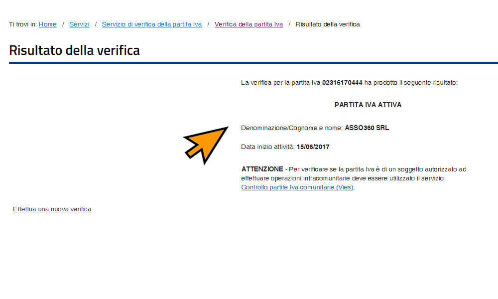 Risultato della Verifica della Partita IVA